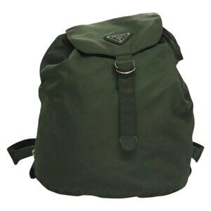 PRADA Backpack Nylon Khaki Silver Auth